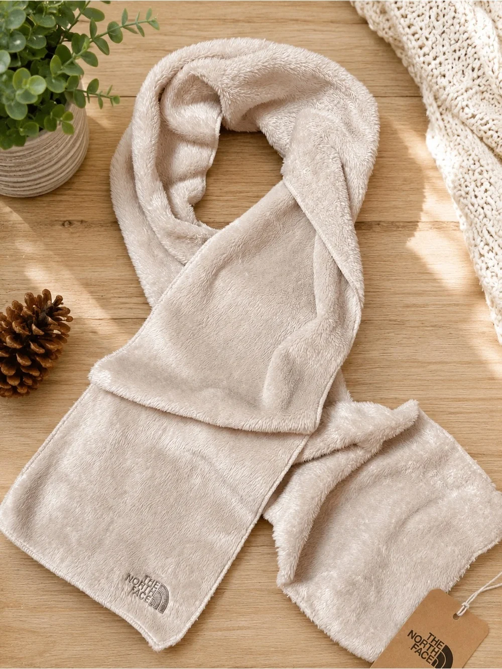 The North Face Plush Taupe Scarf - Soft Neutral Wrap